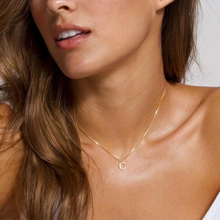 18K Gold Plated Initial Necklace